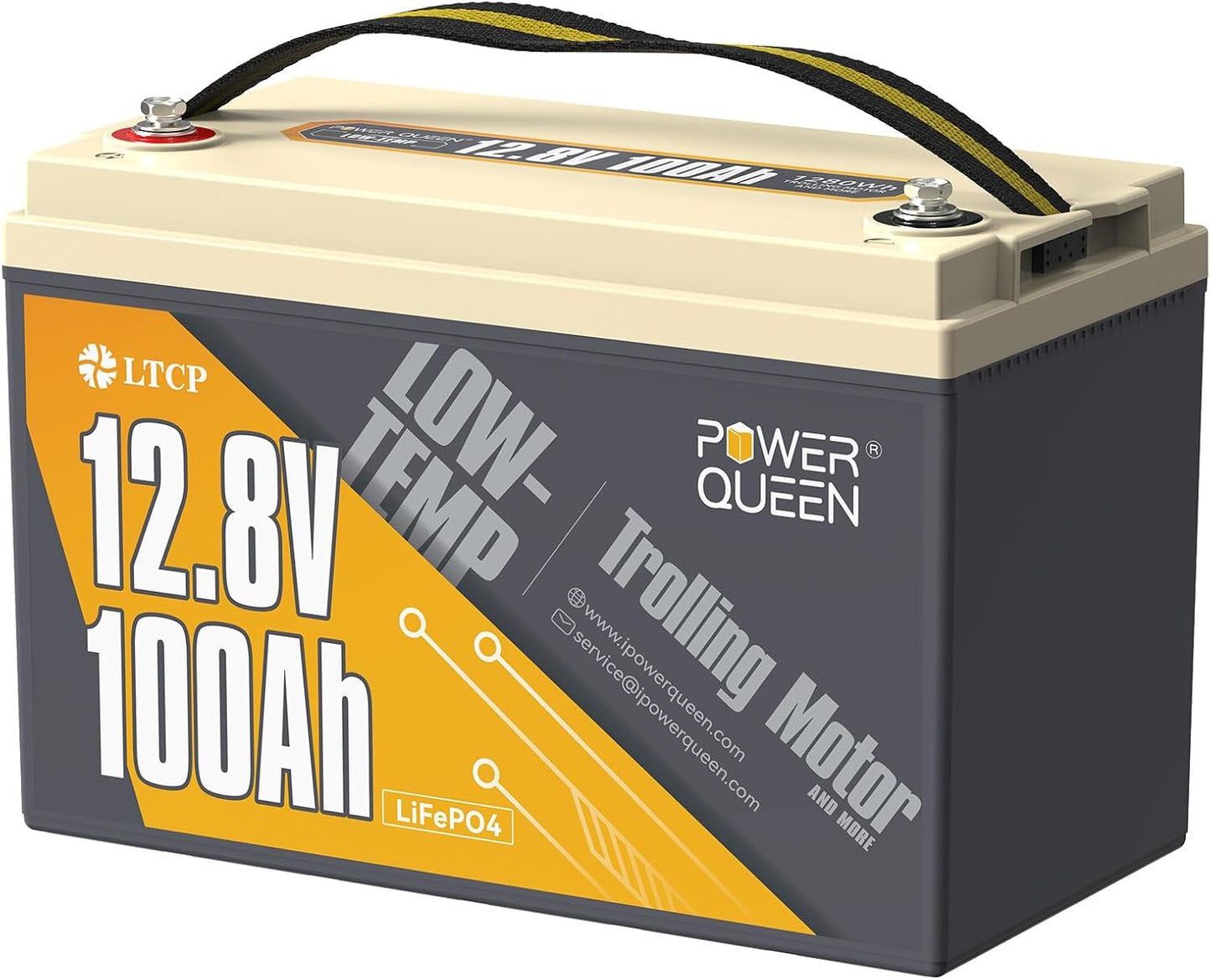 Power Queen 12.8V 100Ah Trolling Motor Battery for Marine Use
