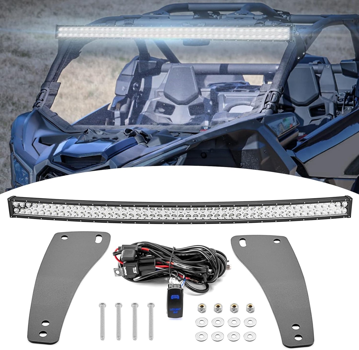 Wsays 50ft' 288W Offroad Curved LED Light Bar for Can Am X3