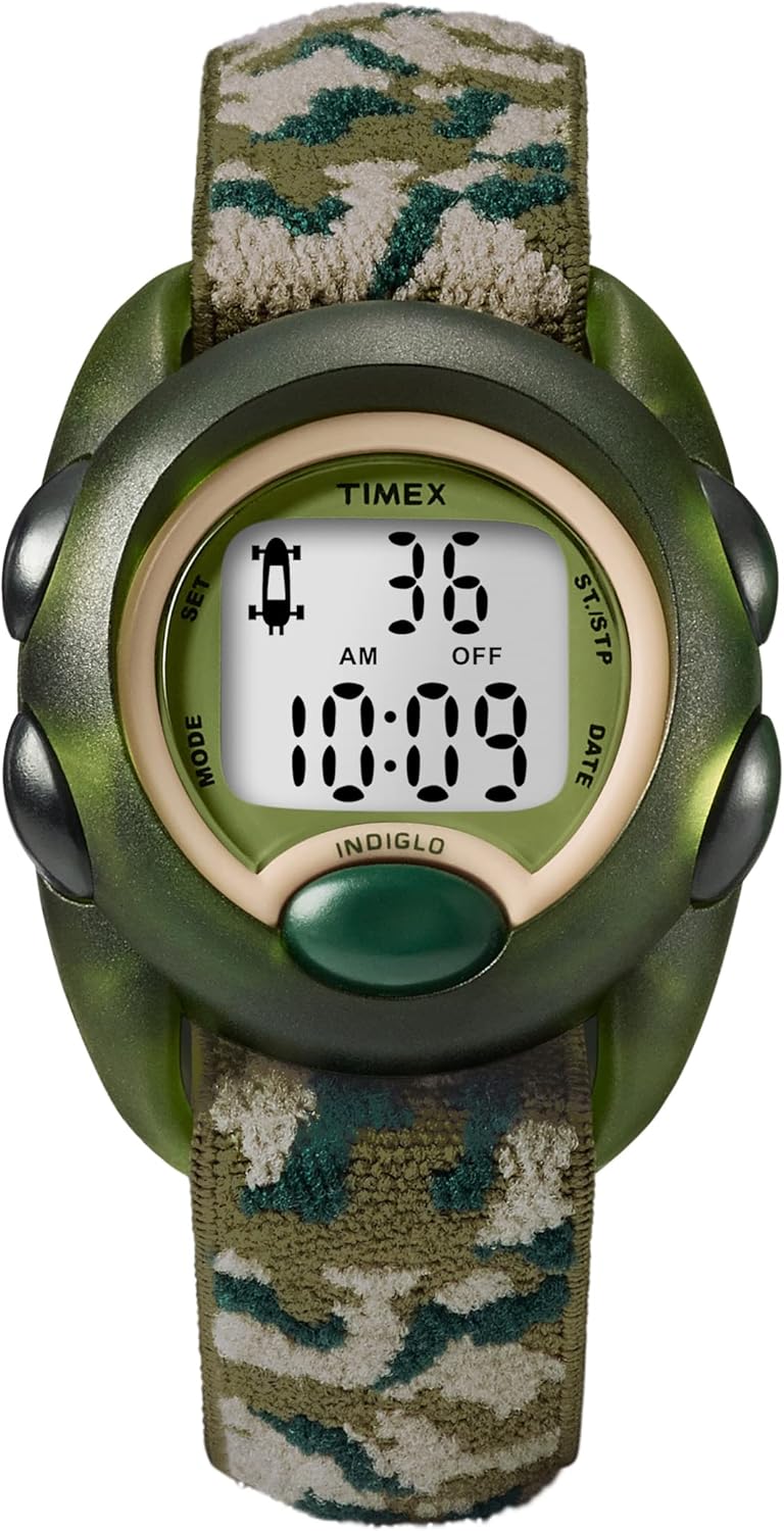 Timex Boys Digital Camo Watch: Elastic Strap for Comfort