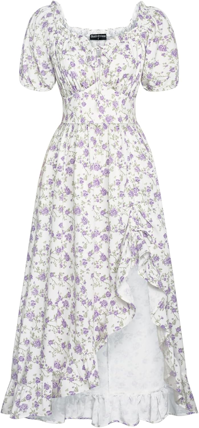 Scarlet Darkness Renaissance Dress for Women - Cottagecore Style