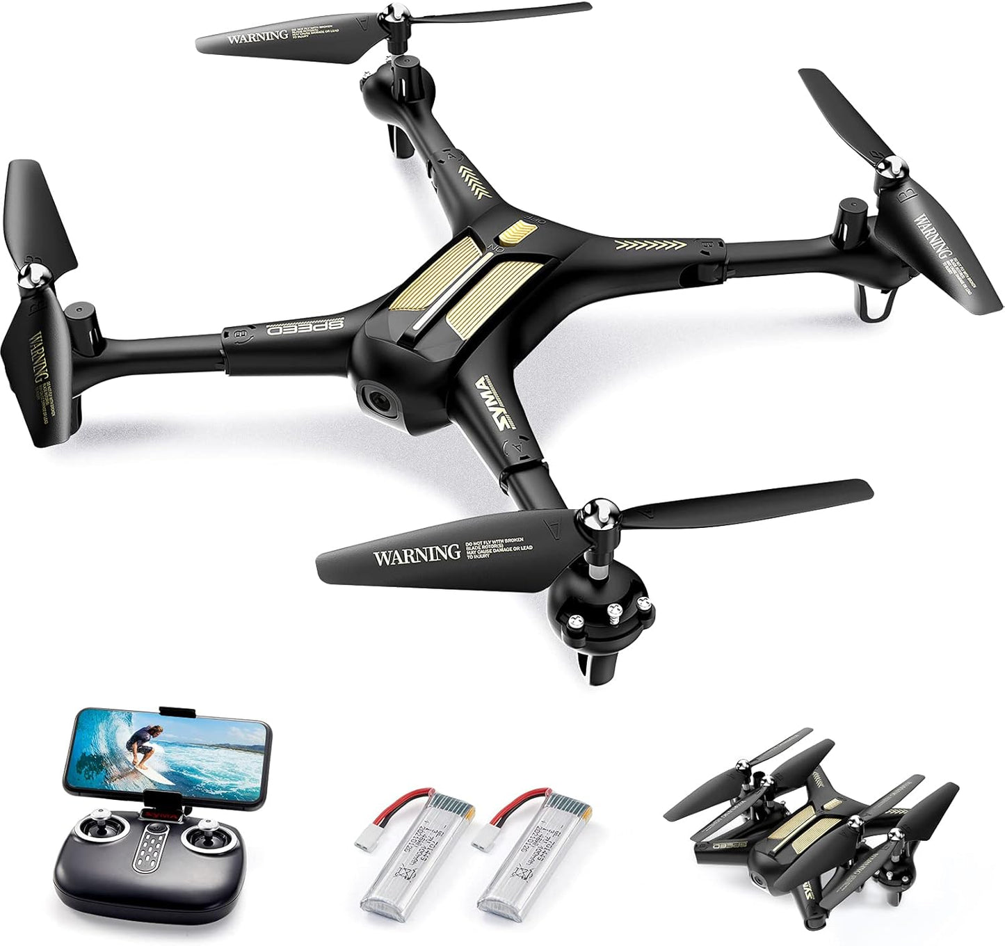 SYMA Foldable Drone: 1080P Camera, Easy Controls, 2 Batteries