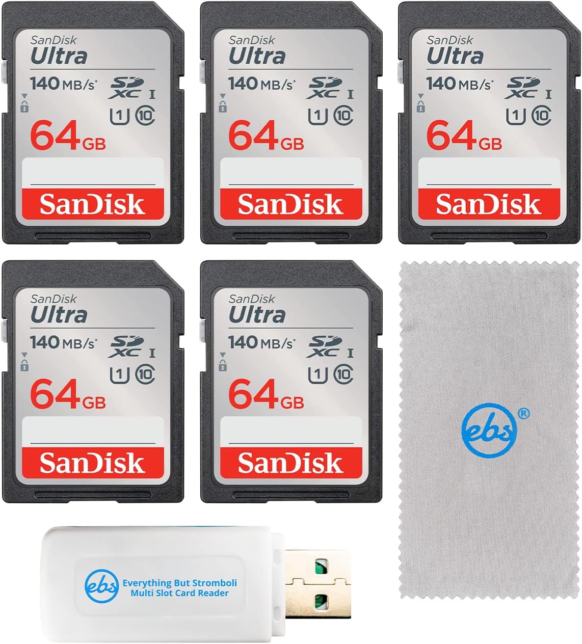 SanDisk 64GB SD Card 5 Pack Bundle - Fast Data Transfer!