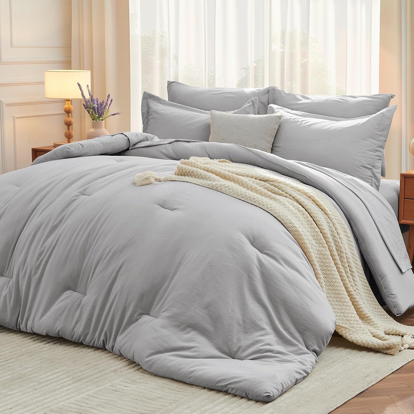 MUXHOMO 7 Pieces King Comforter Set for Ultimate Comfort
