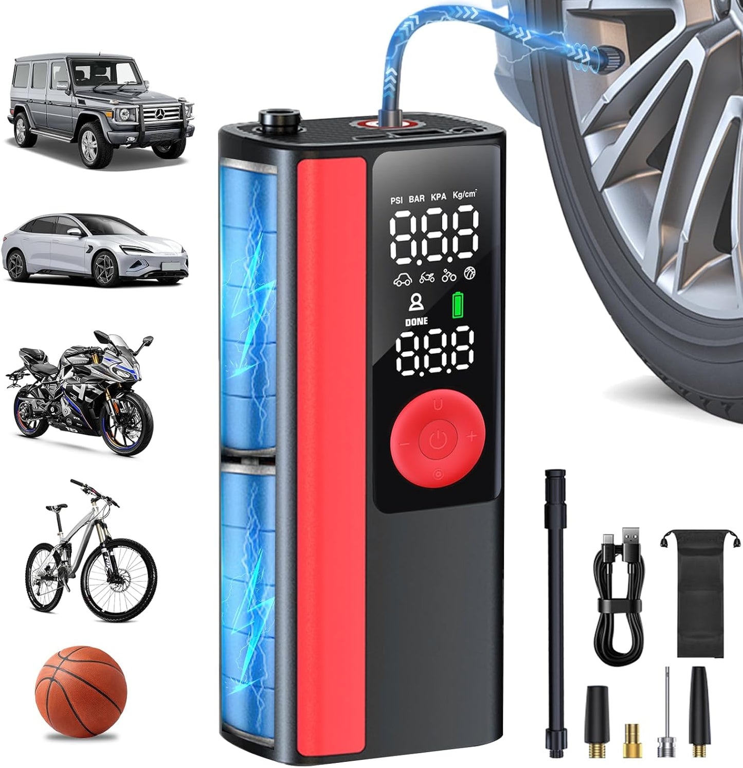 NOCTINGALE Cordless Tire Inflator - Portable 150 PSI Power!