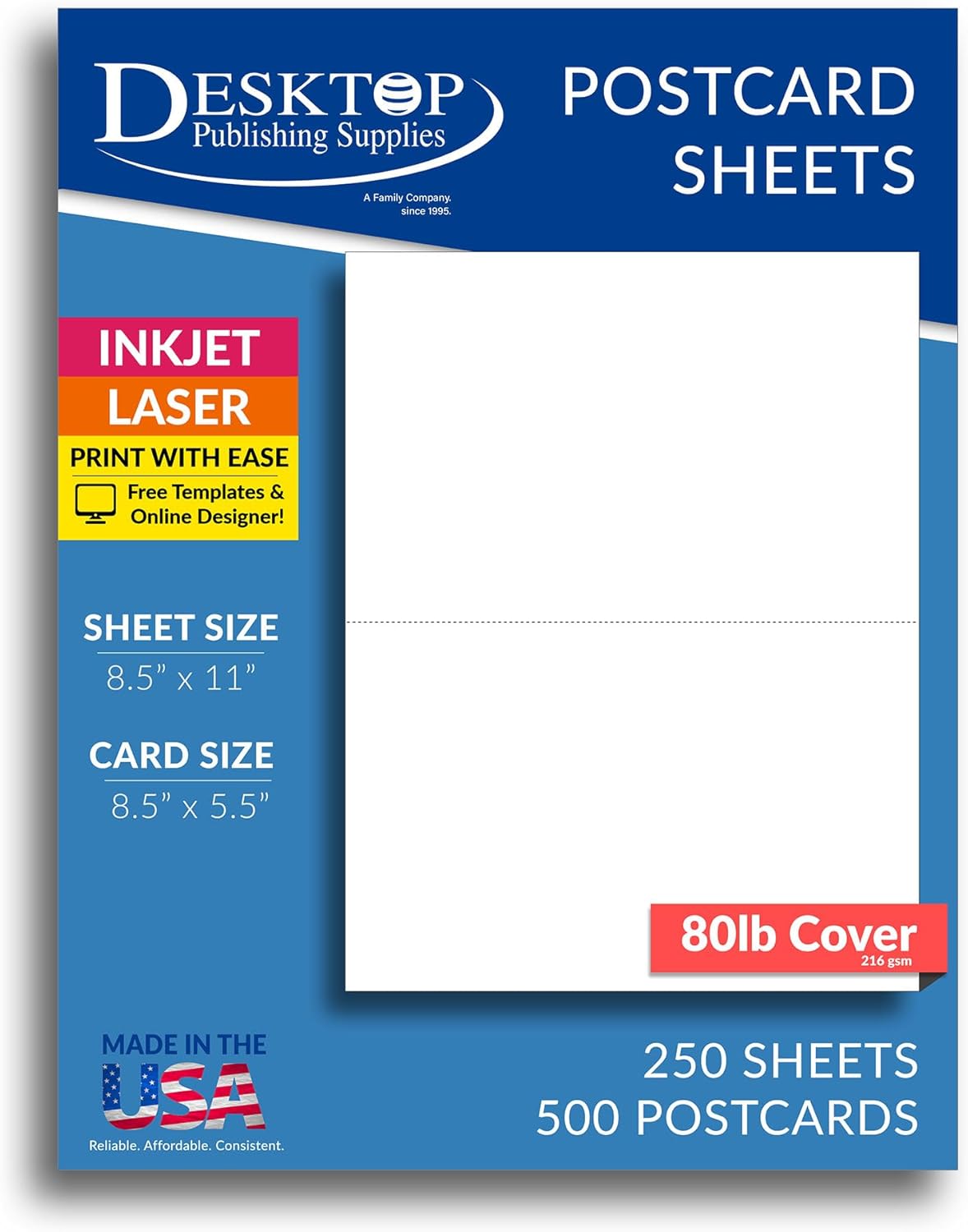 8.5 x 11 Blank White Perforated Cardstock Paper for Printing