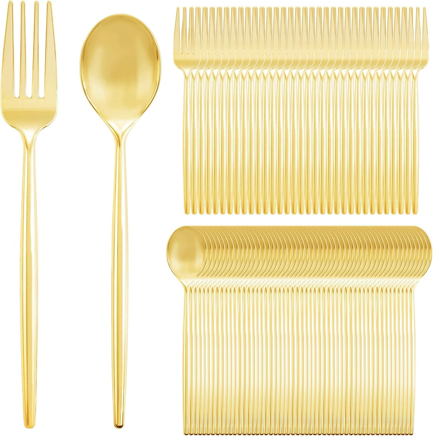 Elegant Gold Plastic Forks and Spoons Set for Any Occasion