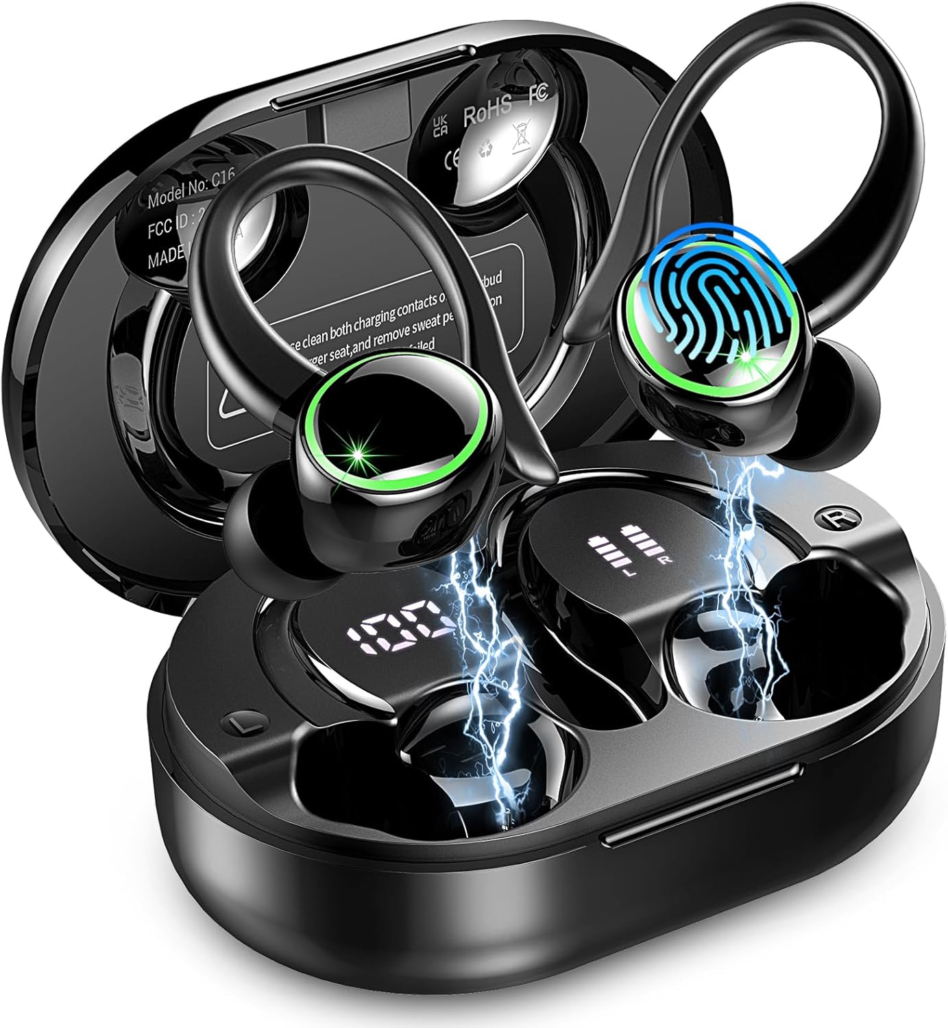 Wireless Earbuds with Deep Bass and 60H Playback for Sports