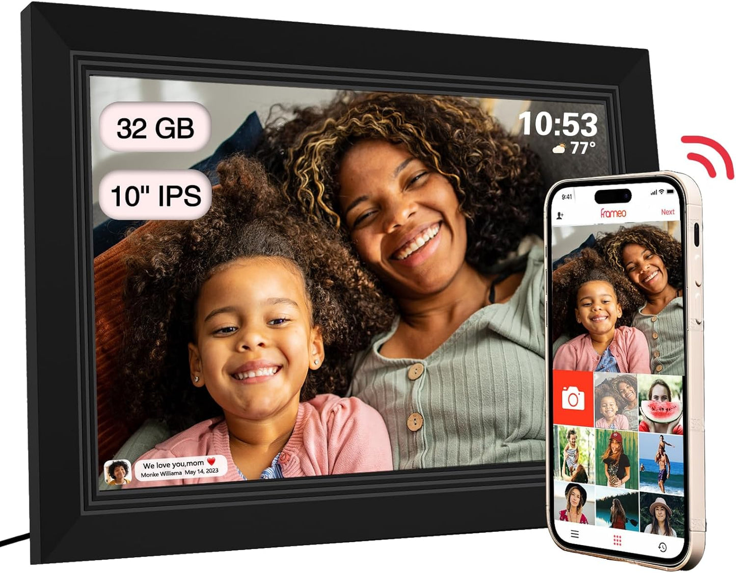 FRAMEO Digital Picture Frame with 10.1in Touch Screen Display