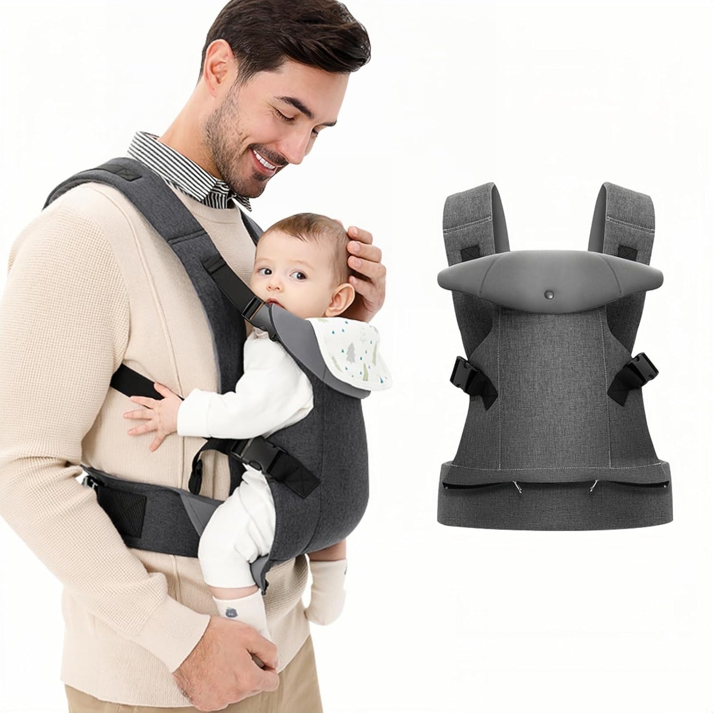 IULONEE Ergonomic Baby Carrier - All Positions, Adjustable Grey