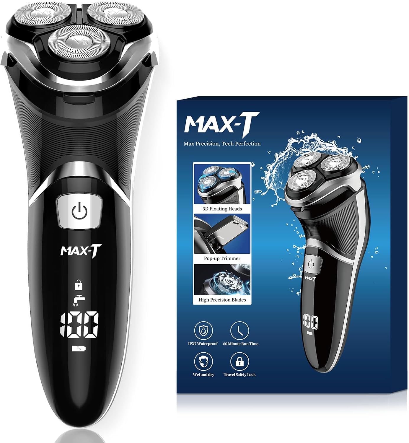 Men's Electric Shaver with 3D Rotary Shaver and Trimmer