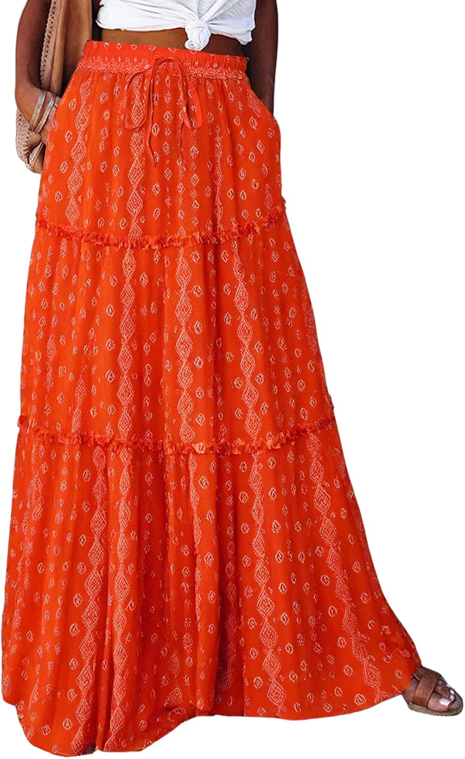 Boho Floral Print Maxi Skirt for Women - Elegant and Trendy