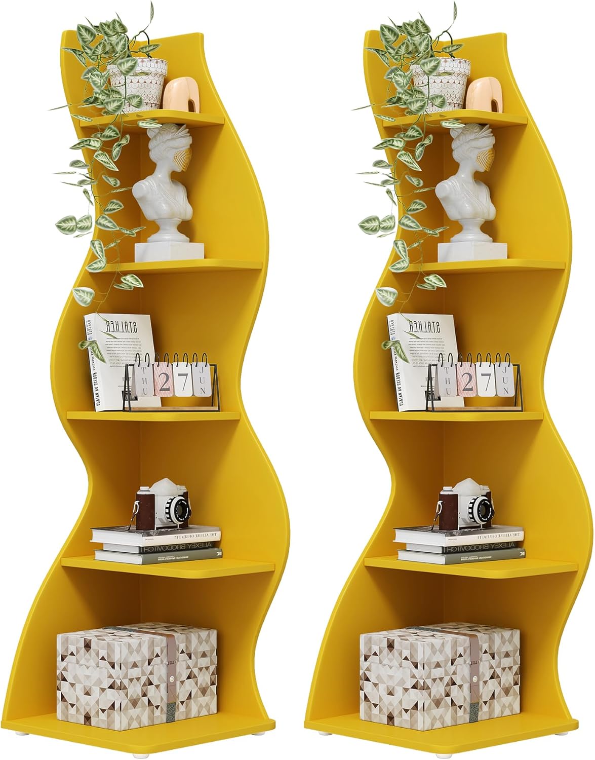 Tribesigns Corner Shelf - Modern 5-Tier Wall Bookshelf for Home
