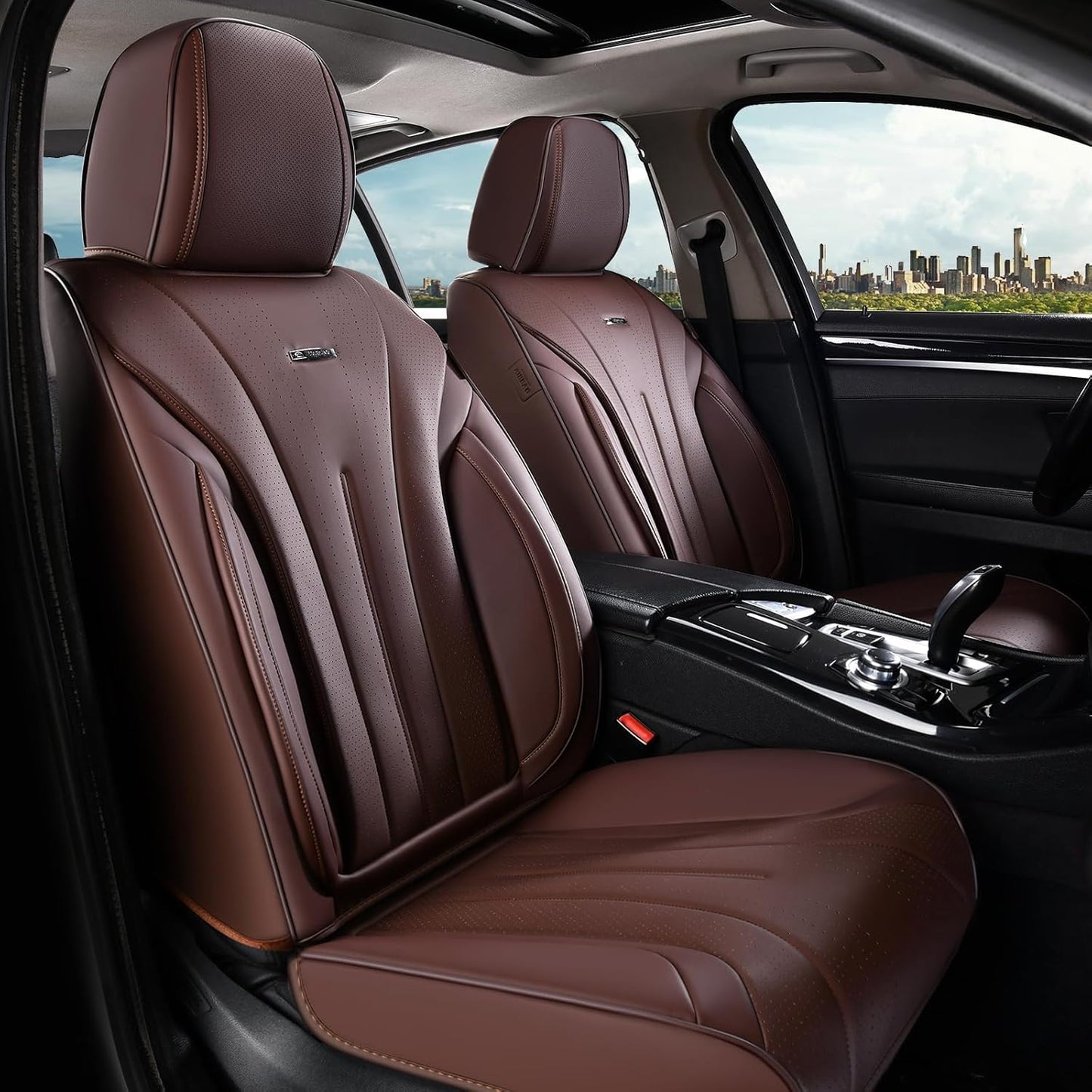 Coverado Front Seat Covers for Cars - Waterproof Leather Design