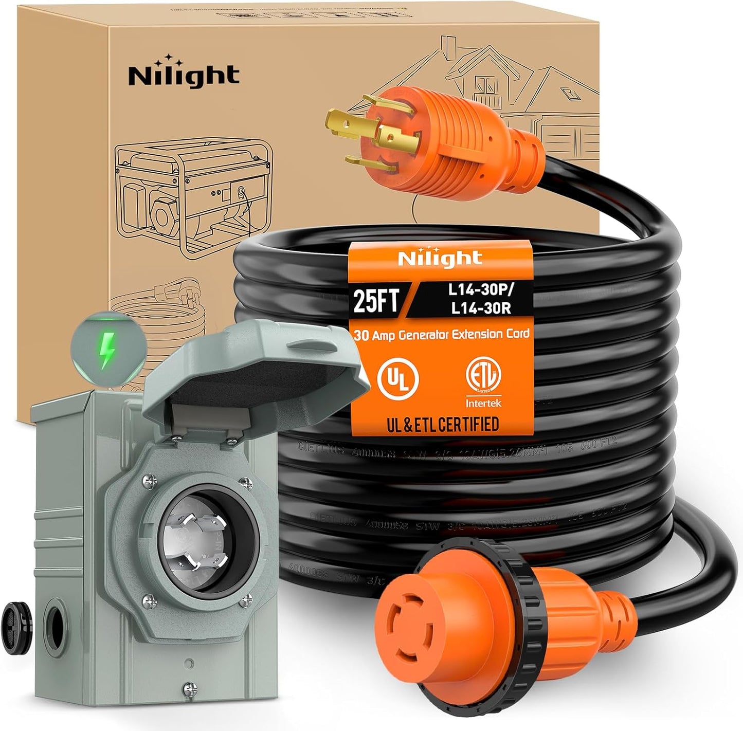 Nilight 30A Generator Extension Cord and Power Inlet Box Review