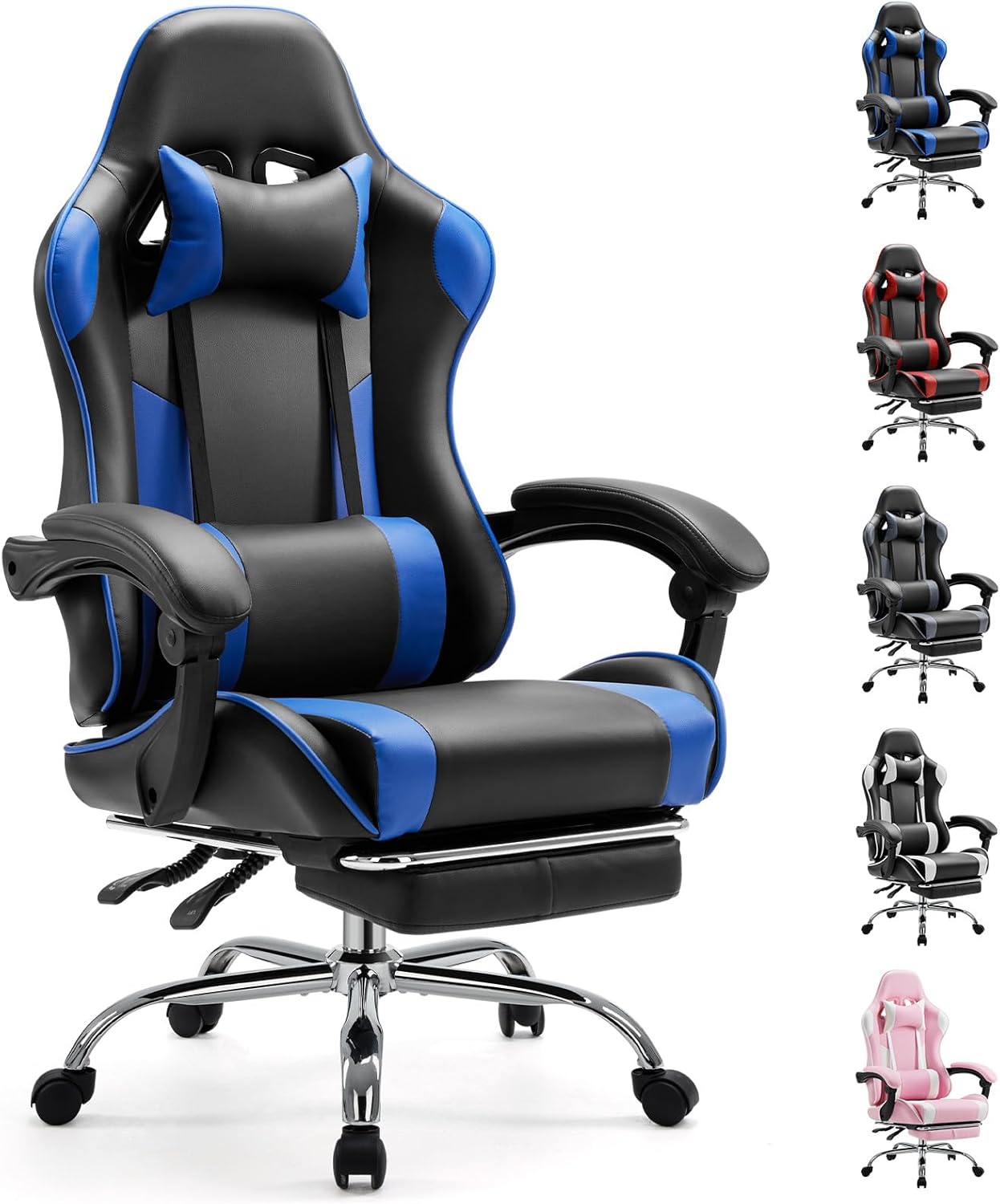 Sweetcrispy Ergonomic Video Game Desk Chair with Footrest