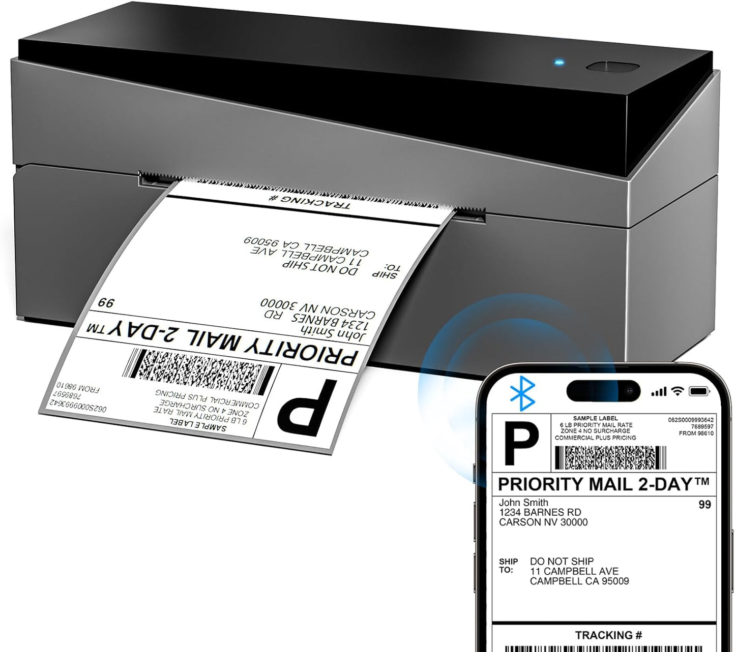 Wireless Bluetooth Shipping Label Printer: Omezizy