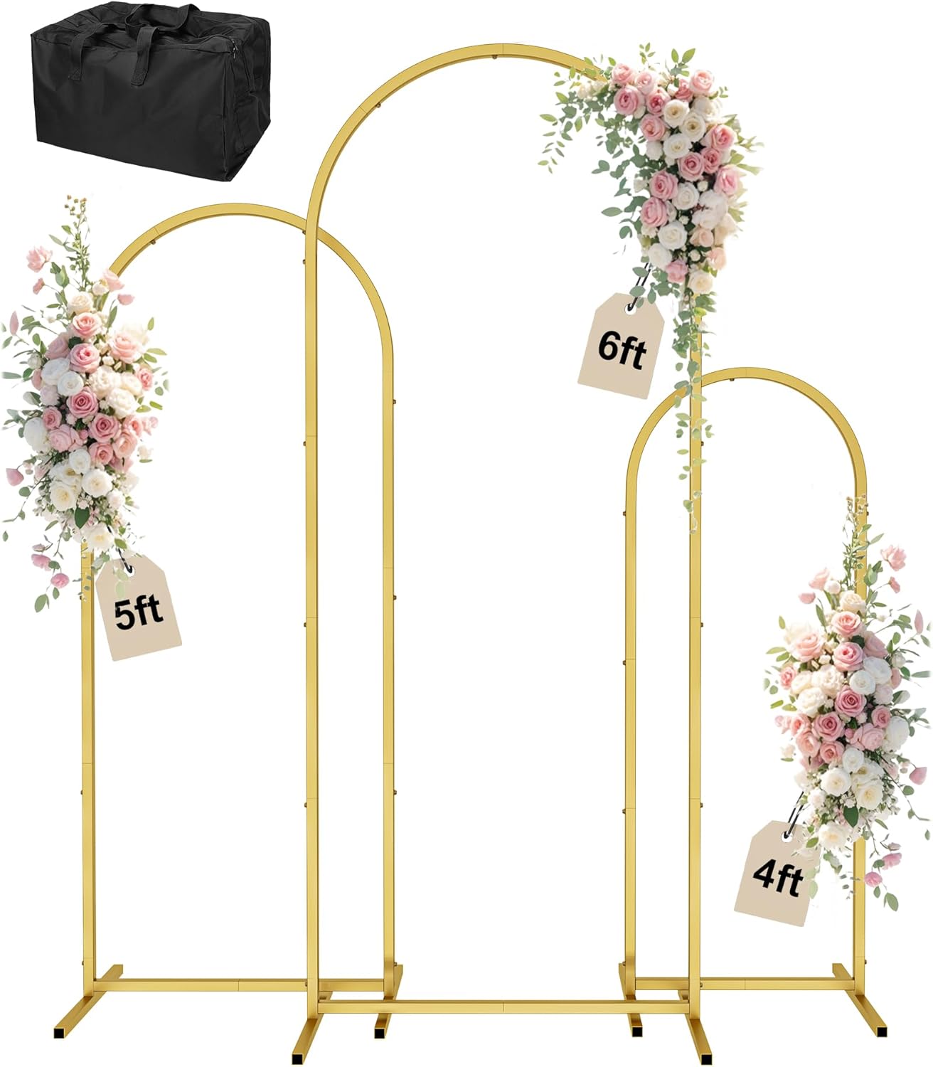Gold Metal Arch Backdrop Stand for Weddings and Events