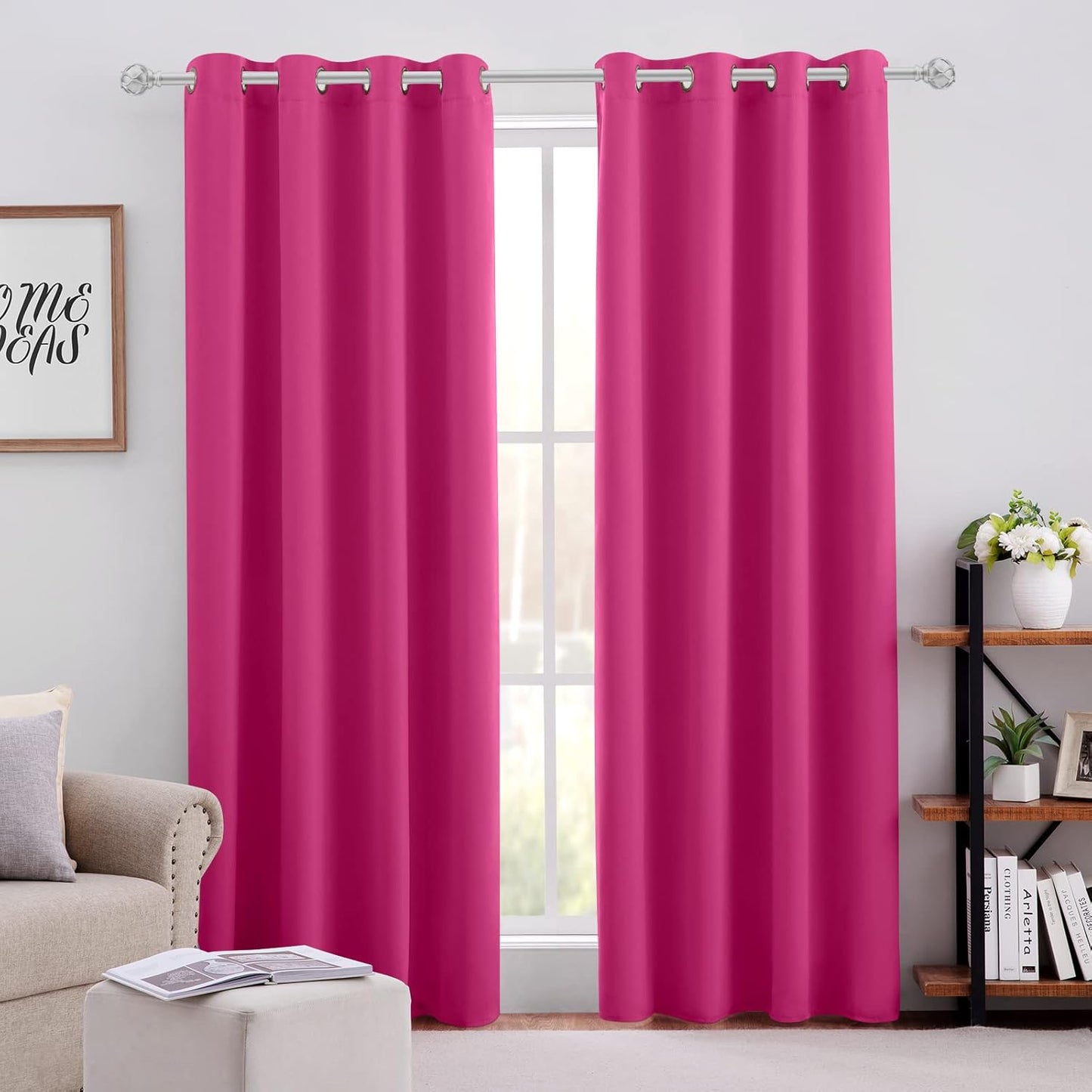 HOMEIDEAS Raspberry Blackout Curtains for Bedroom 52 X 96 in