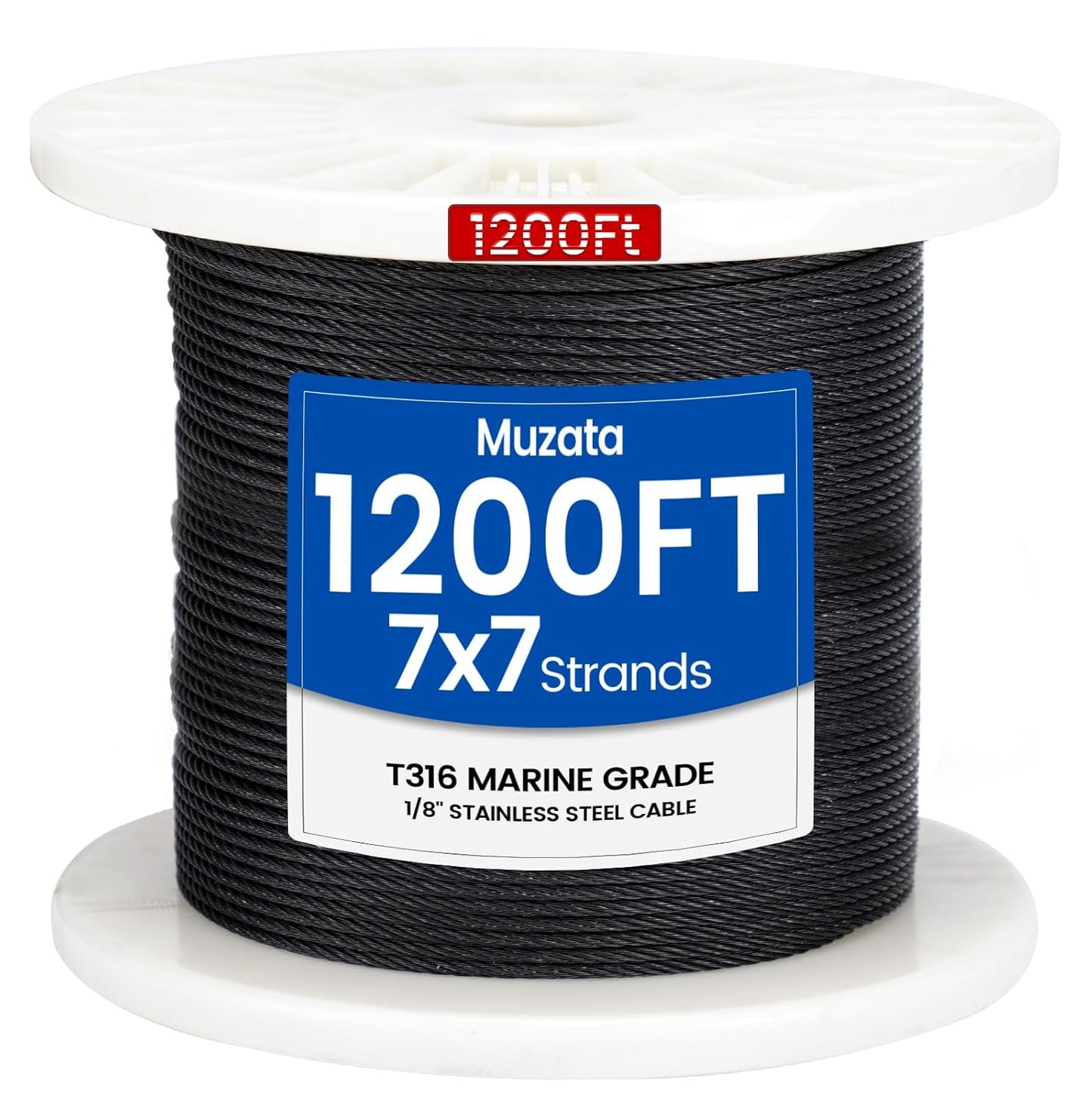 Muzata 1200 ft Black Stainless Steel Cable Railing System Kit