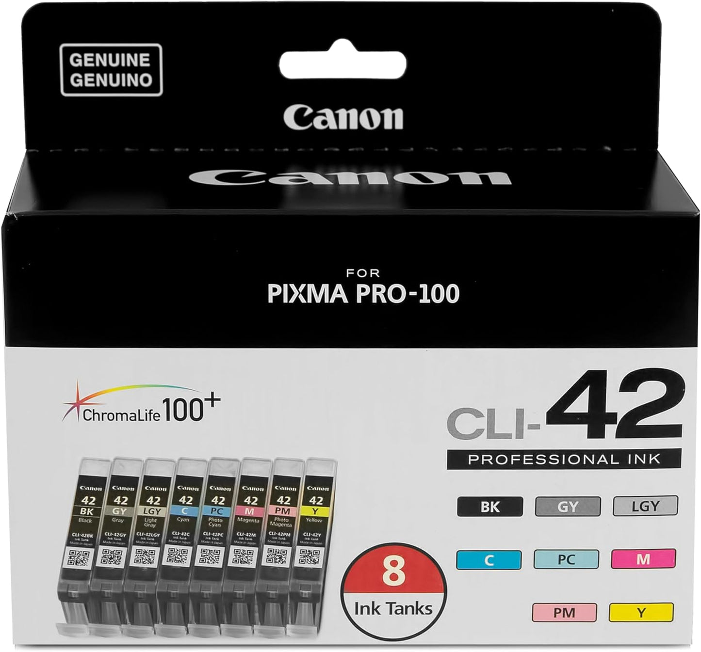 Canon CLI-42 Genuine Eight Color Pack for PIXMA PRO-100 Printers