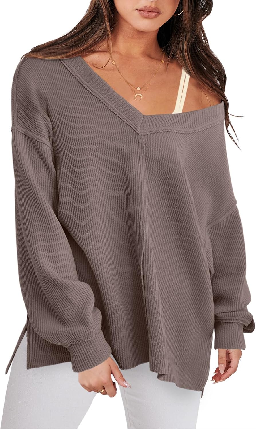 Oversized Long Sleeve Shirts for Women Off the Shoulder Style