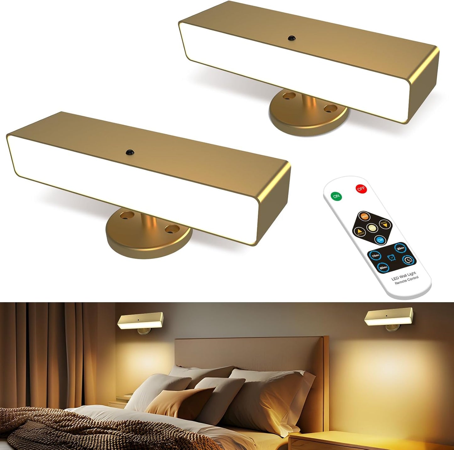 Battery Powered Wall Sconce Lights Set of Two for Any Room