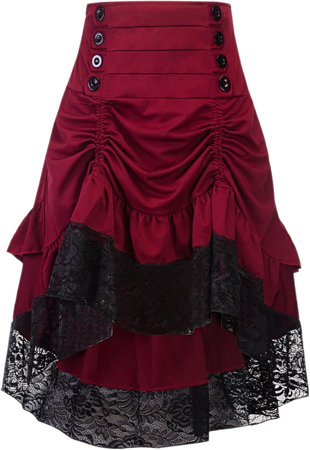 Gothic Steampunk Skirt Asymmetrical High Low Dress for Women