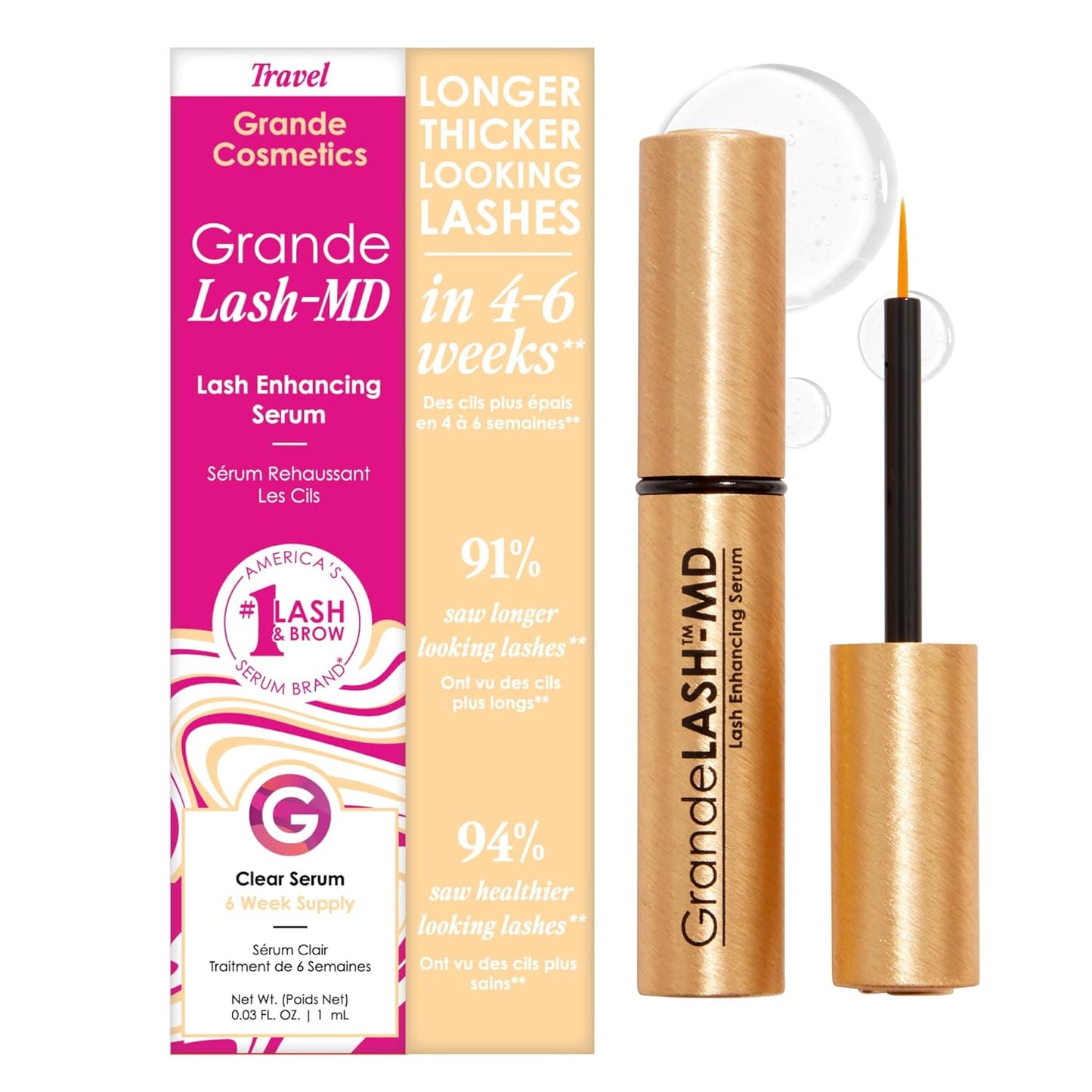 GrandeLASH-MD Lash Enhancing Serum for Fuller, Thicker Lashes