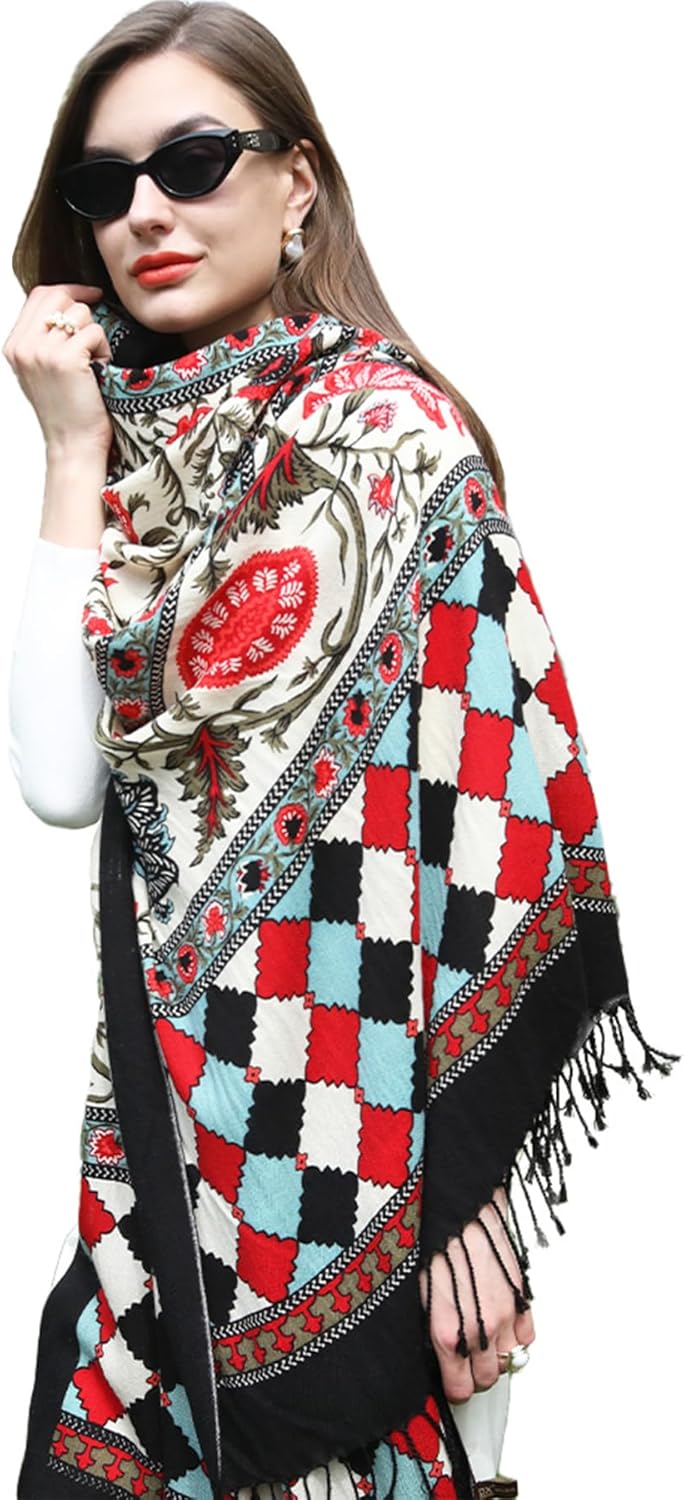 Luxurious 100% Merino Wool Pashmina Shawl for Women Travel