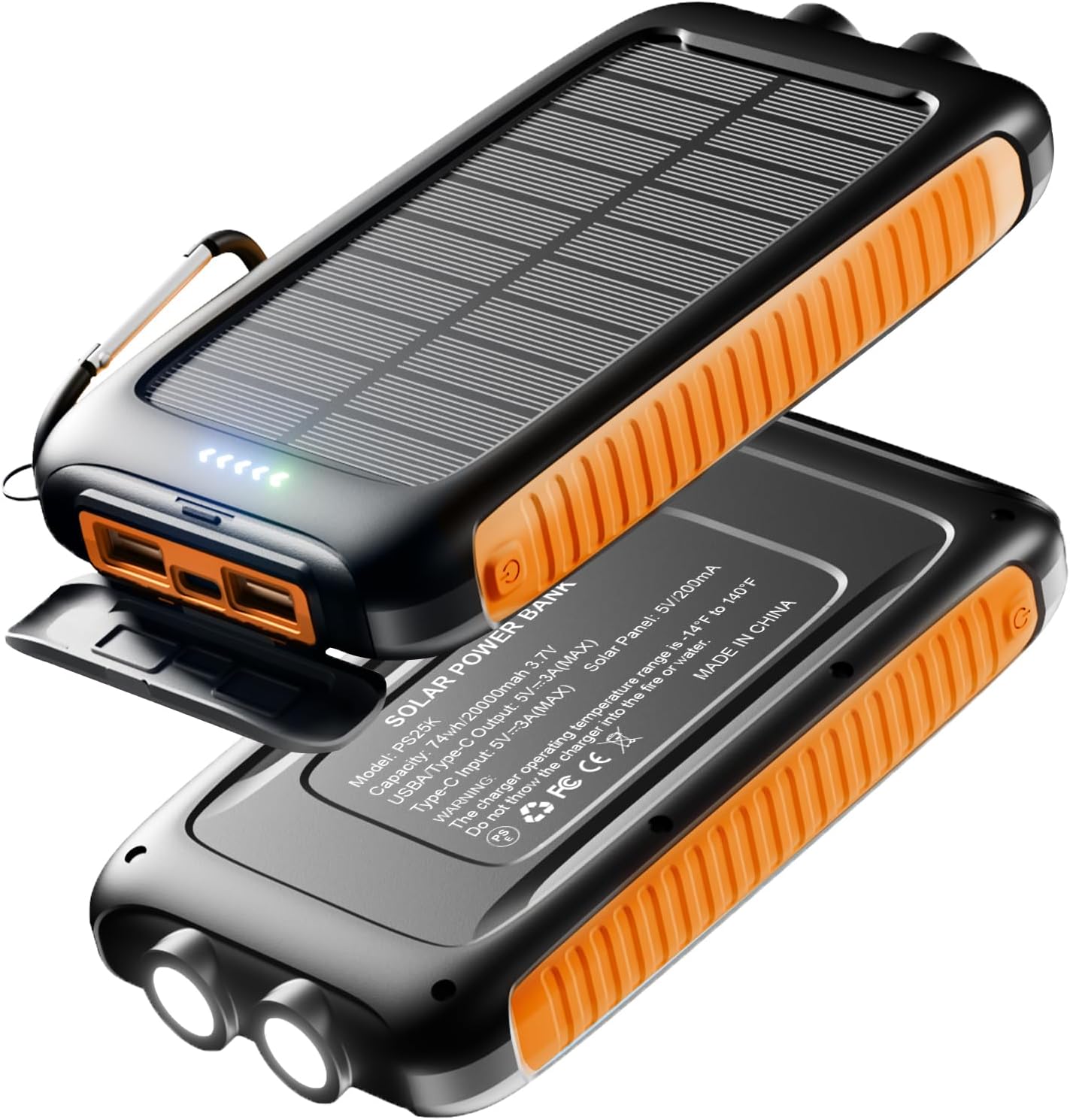 20000mAh Solar Power Bank - Fast Charging, Ultra Bright Flashlight, Solar Panel - Luvknit