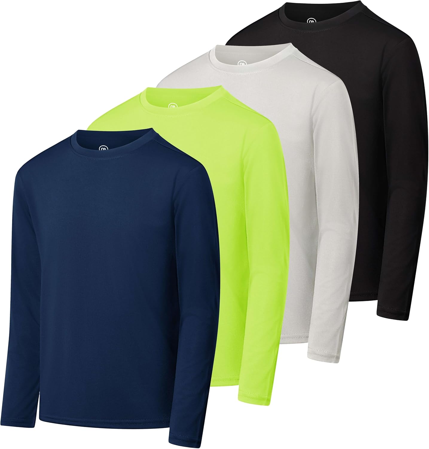 Boys Youth Dry-Fit Long-Sleeve T-Shirt 4 Pack for Active Wear