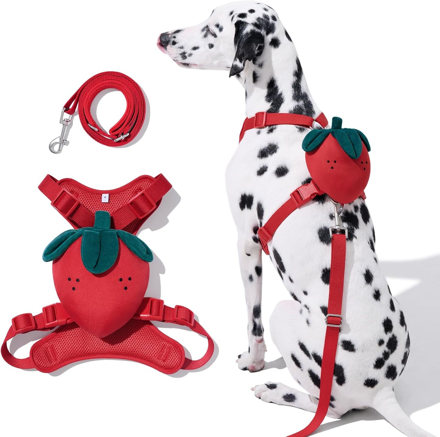 VETRESKA Strawberry Dog Harness and Leash Set for Large Dogs