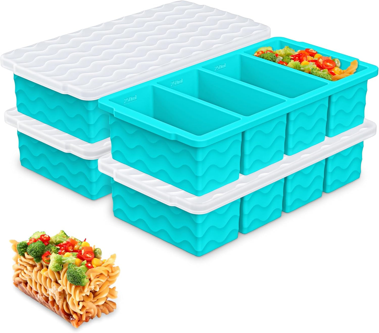 Silicone Freezer Molds for Soup - 1-Cup Container Trays