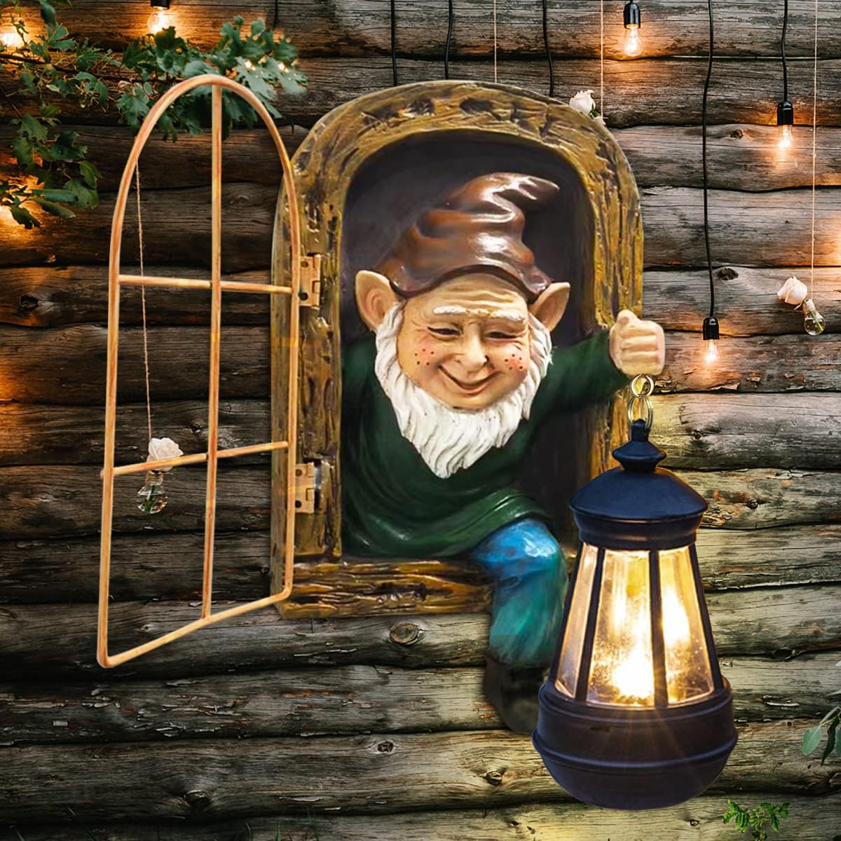Whimsical Fairy Garden Gnomes with Solar Lights for Outdoor Decor