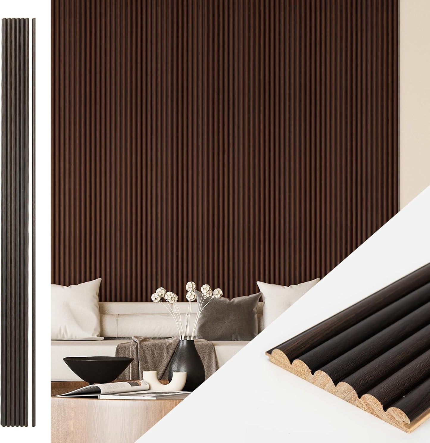 Art3d Fluted Wood Panel for Wall and Ceiling - Beaded Oak