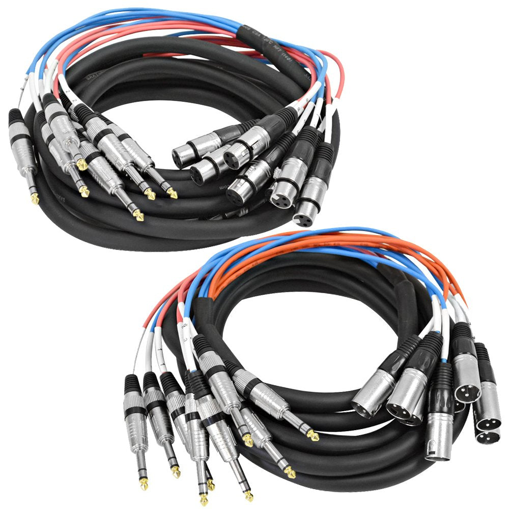 8 Channel 20 Foot TRS to XLR Male and Female Snake Cable Bundle