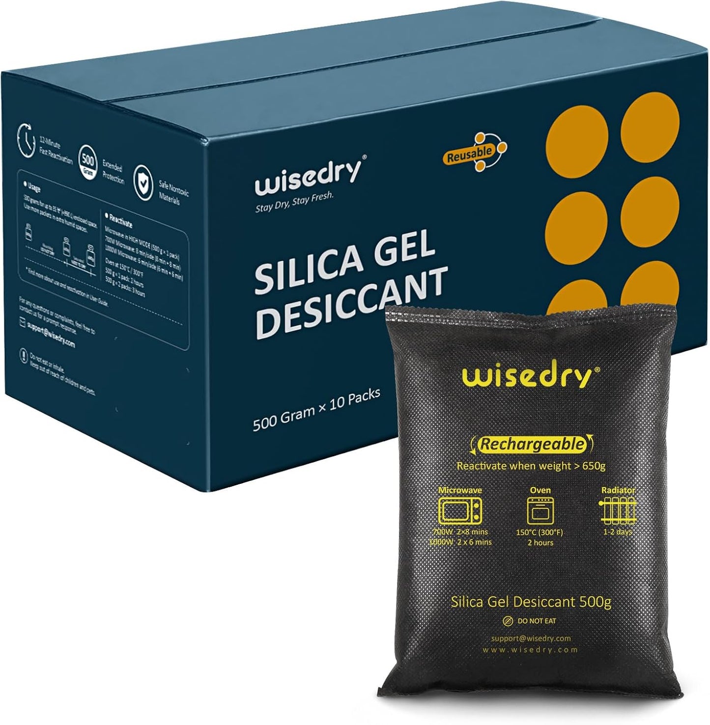 Wisedry Rechargeable Silica Gel Car Dehumidifier for Storage