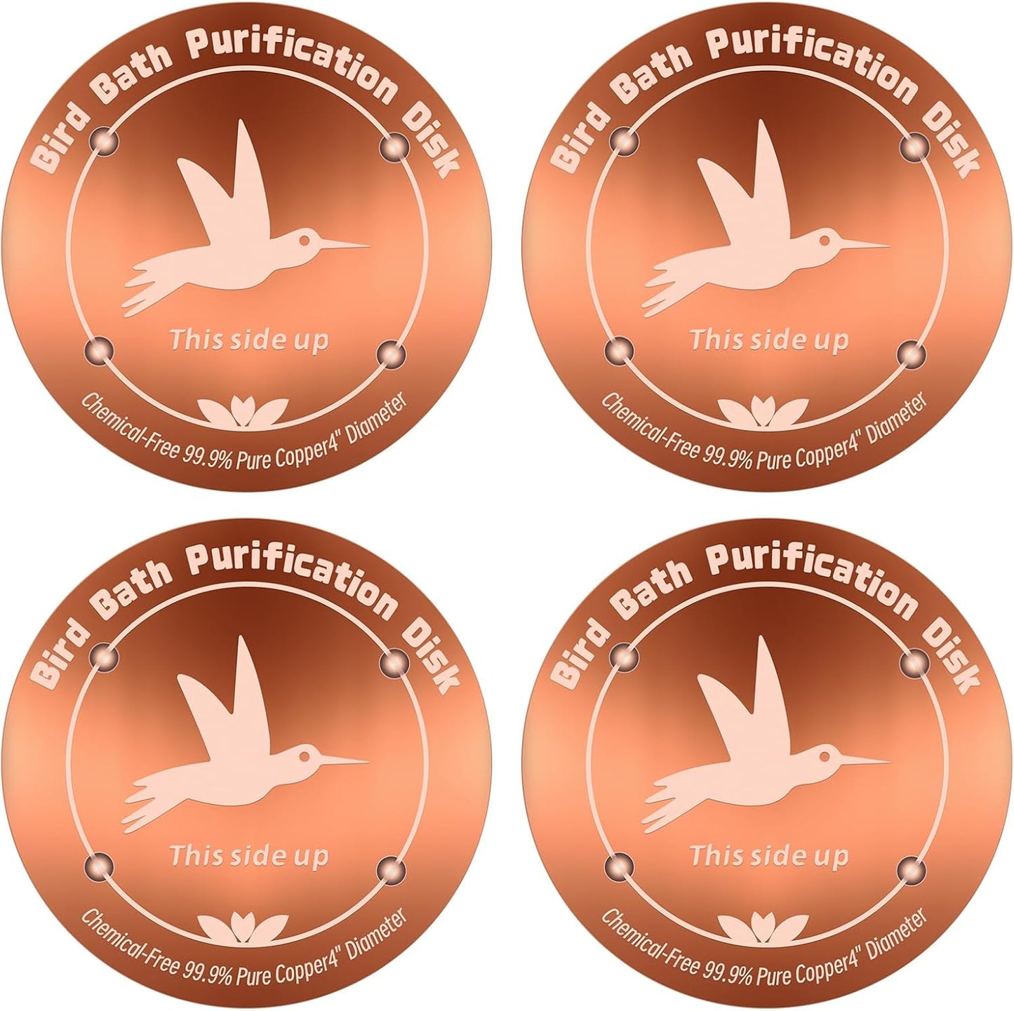 4Pcs Pure Copper Bird Bath Purification Disk for Clean Water