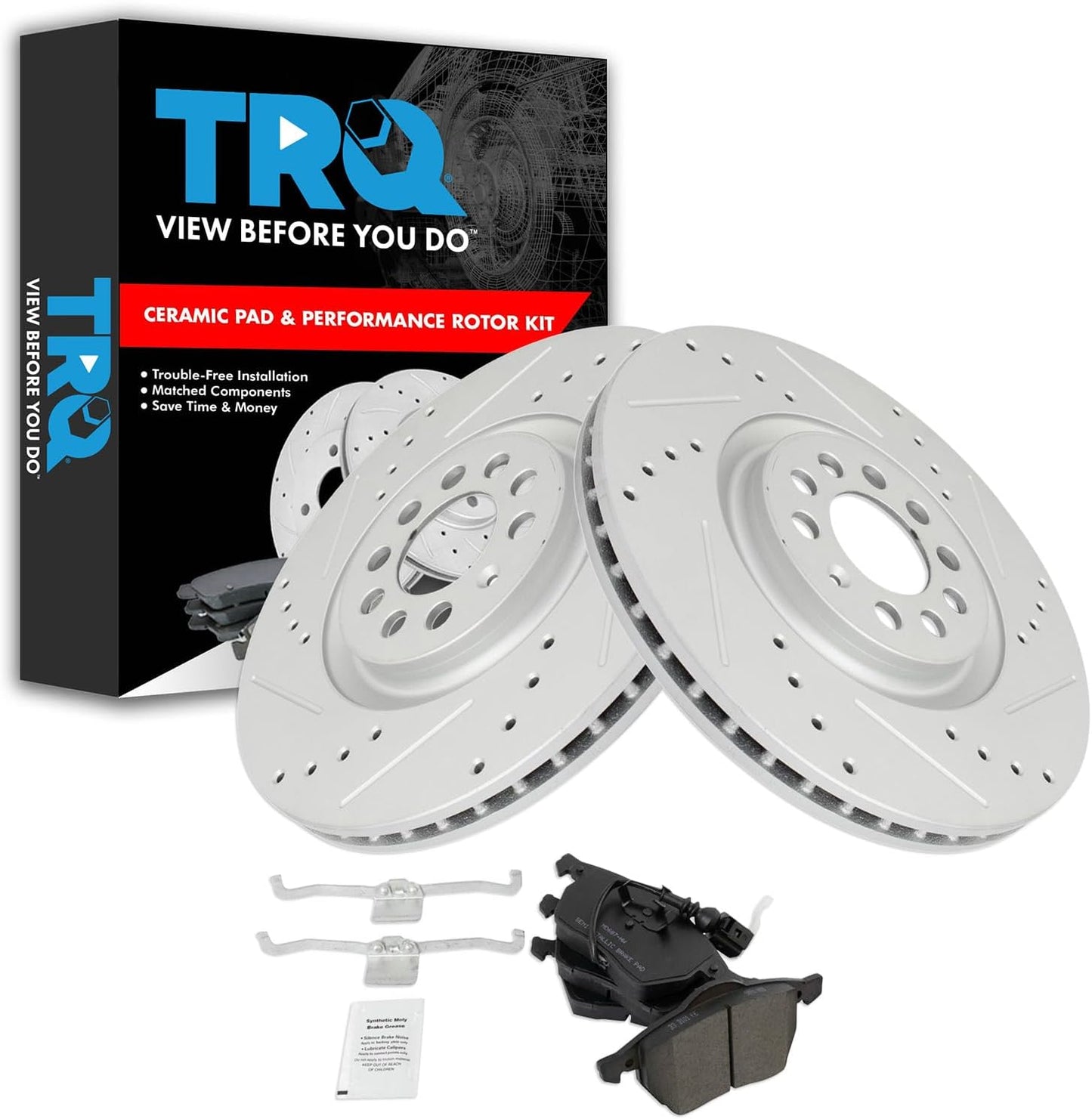 TRQ Front Performance Brake Pad & Rotor Kit for Audi & VW