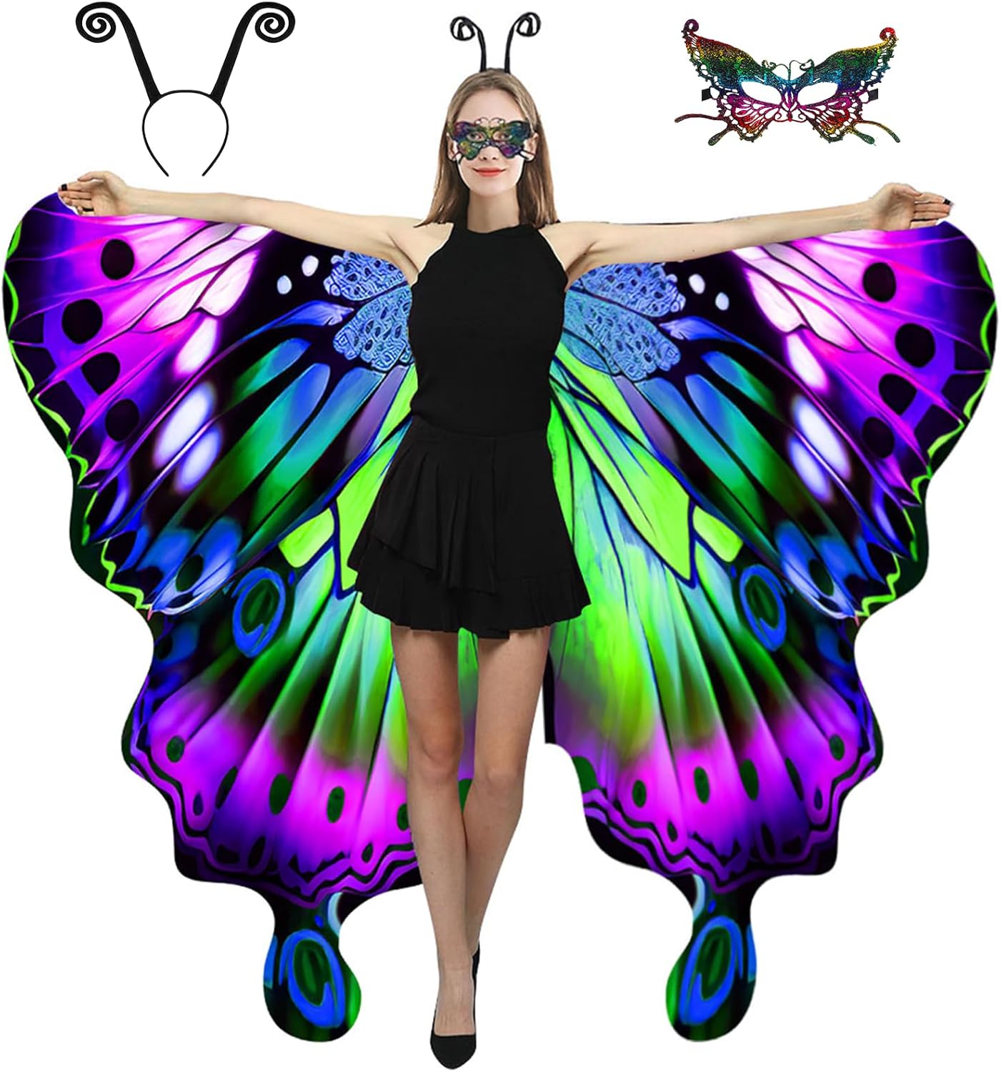 Butterfly Costume for Women with Double-Sided Printing Wings