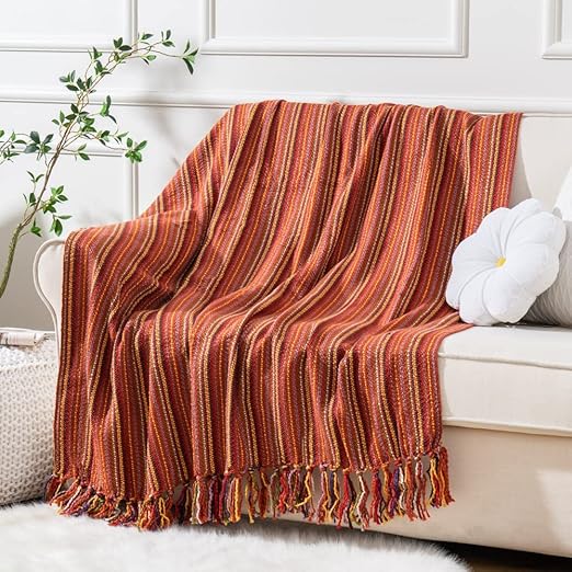 BATTILO HOME Rust Red Throw Blanket for Cozy Fall Decor