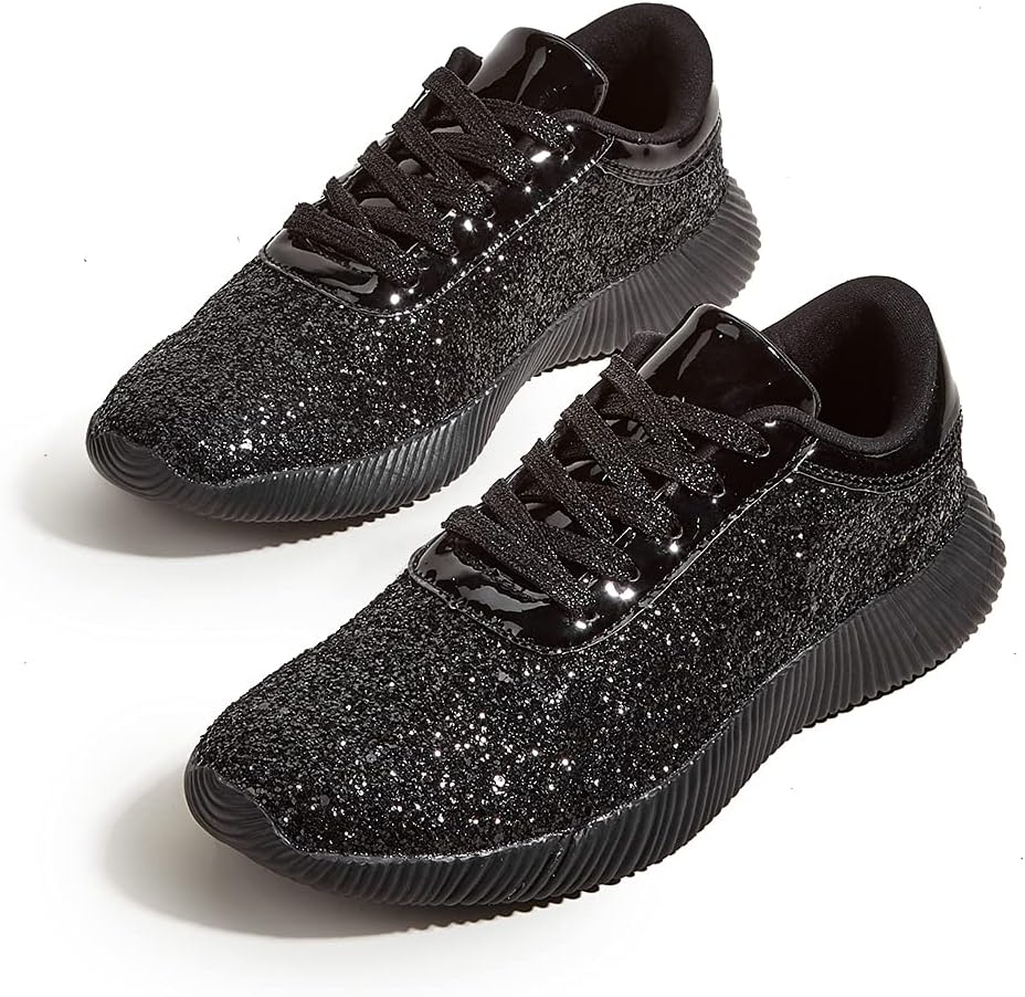 BELOS Women's Glitter Shoes Sparkly Lightweight Casual Sneakers