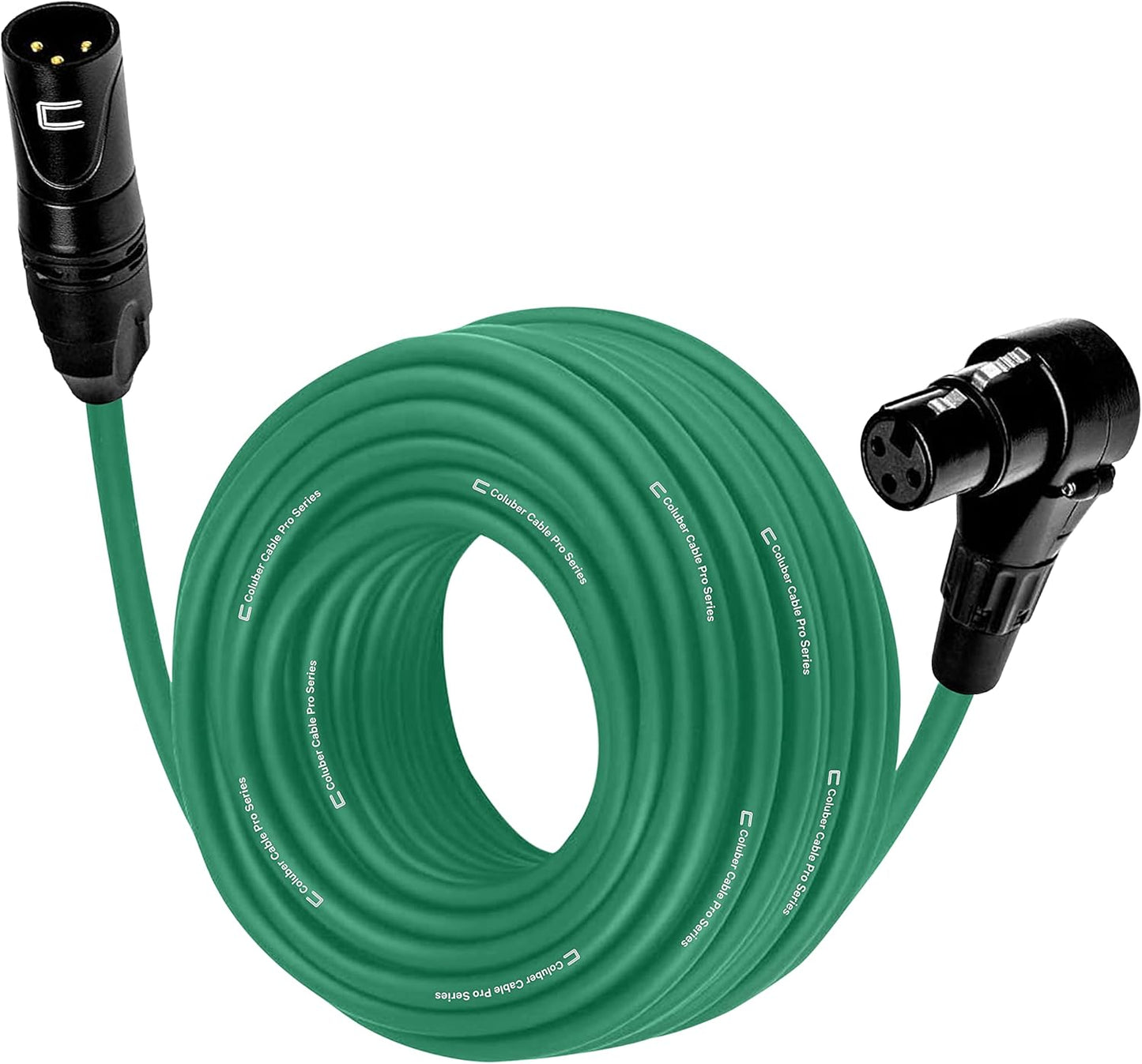 Balanced XLR Cable Male to Right Angle Female - 30 Feet Green
