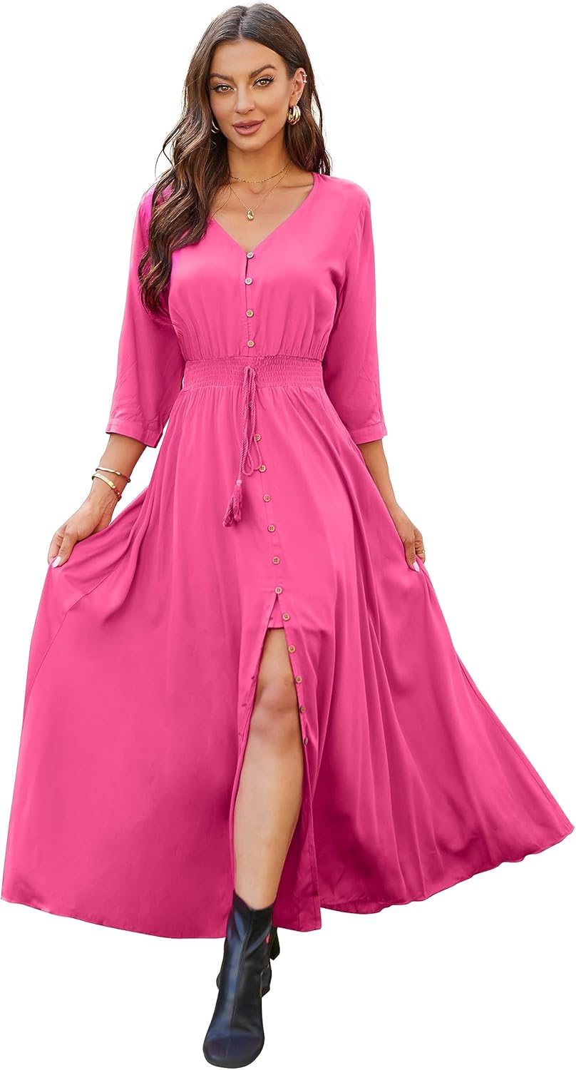 VintageClothing Women's Floral Maxi Dresses for Summer Fun