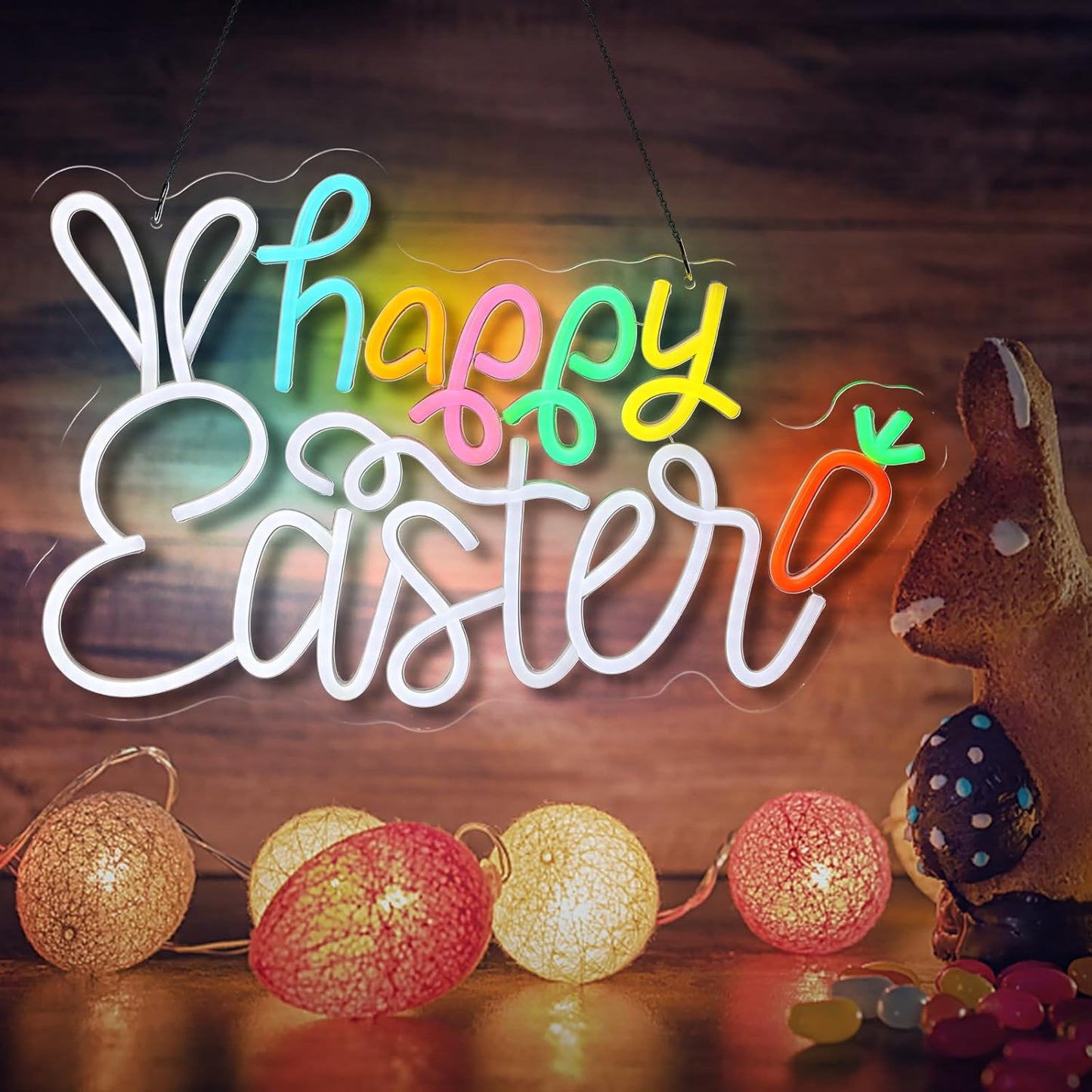 Happy Easter Neon Sign for Festive Spring Yard Decor