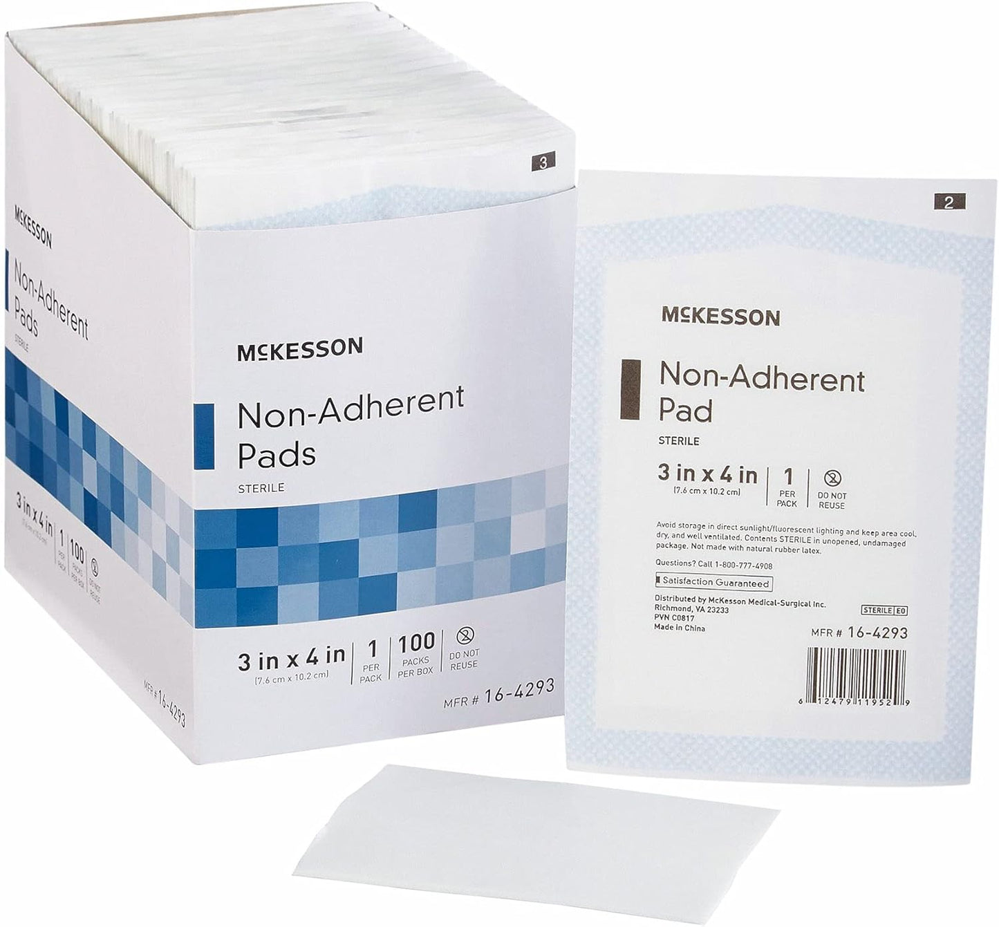 McKesson Non-Adherent Dressing Pads for Wound Care, 1200 Count