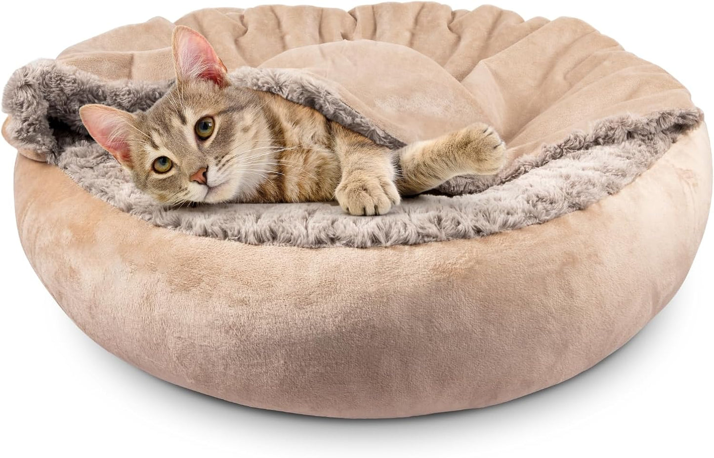 JOEJOY Cozy Cuddler Dog Cat Bed with Hooded Blanket for Comfort