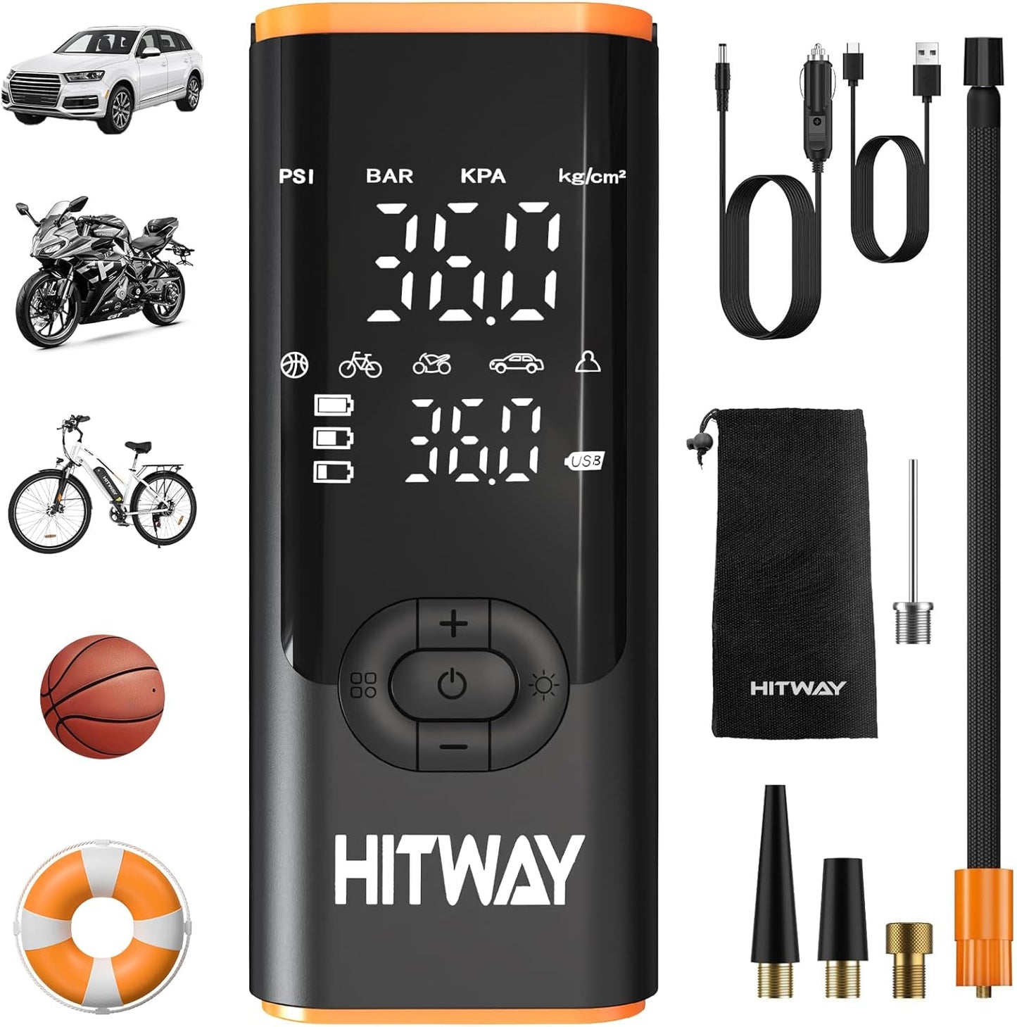 HITWAY Portable Inflator Pump - Rapid 150PSI Inflation!
