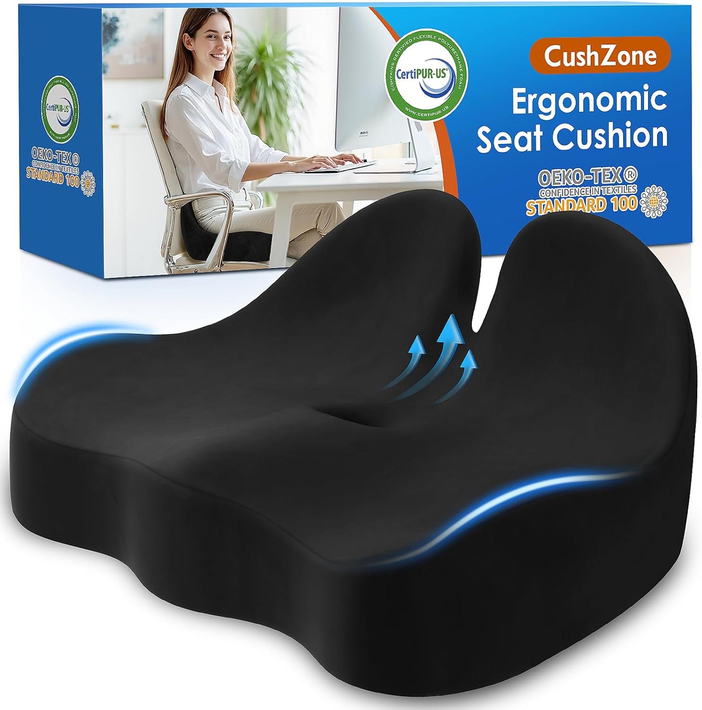 Memory Foam Seat Cushion for Sciatica Relief - CushZone