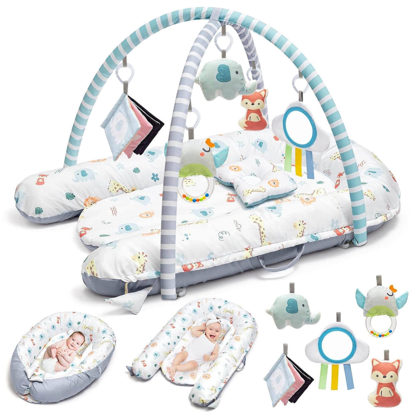 Jyusmile 7-in-1 Baby Gym & Lounger: Ultimate Developmental Fun